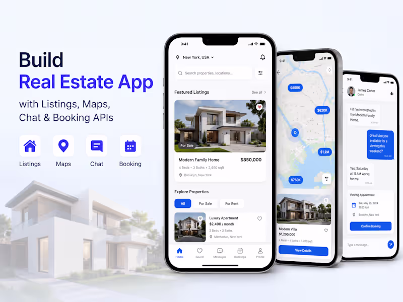 Cover image for Build real estate app with listings, maps, chat and booking APIs