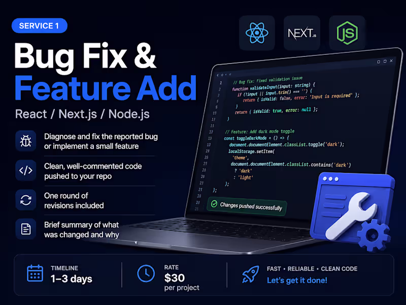 Cover image for Bug Fix & Feature Add