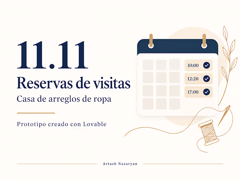 Cover image for 11.11 — Reservas de visitas

Creé