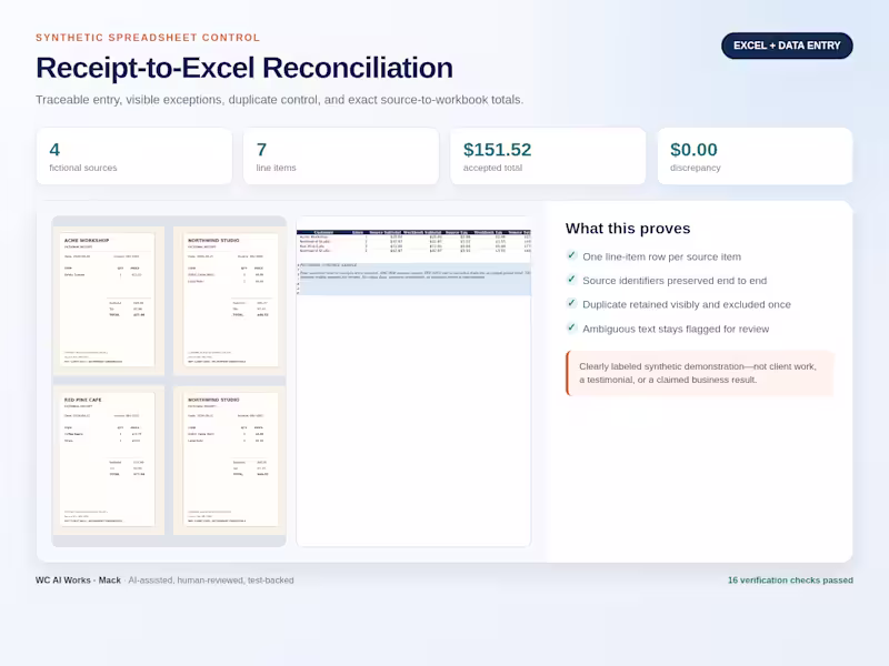 Cover image for Spec: Receipt-to-Excel Reconciliation