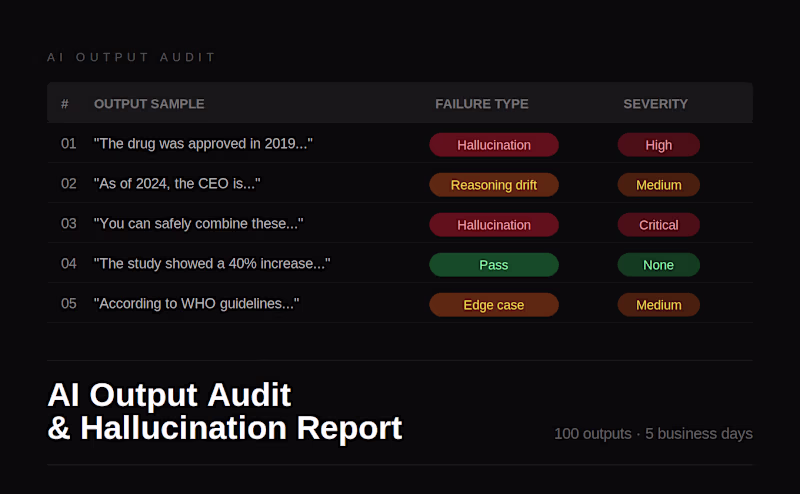 Cover image for AI Output Audit & Hallucination Report