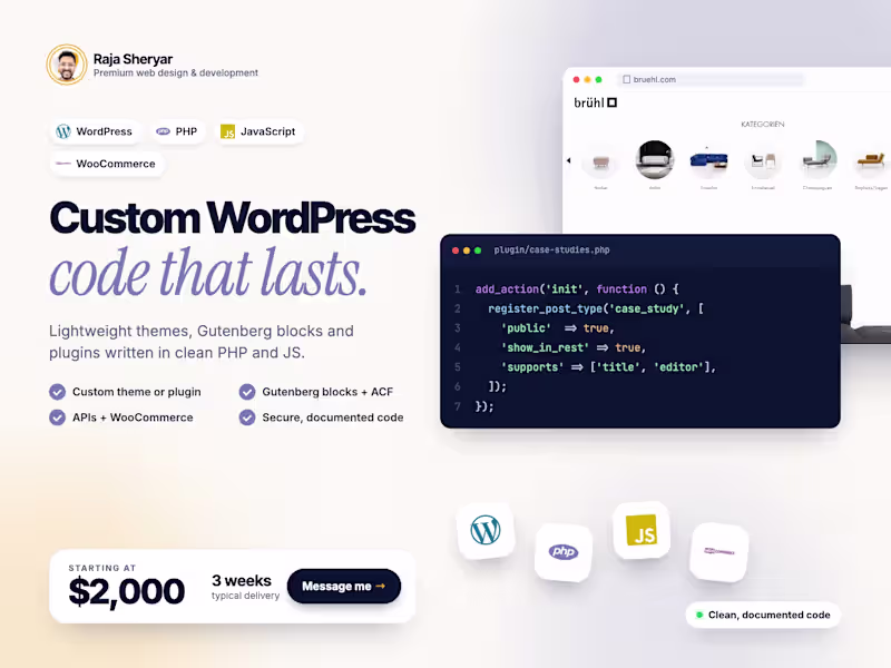 Cover image for Custom WordPress Theme & Plugin Development (PHP)