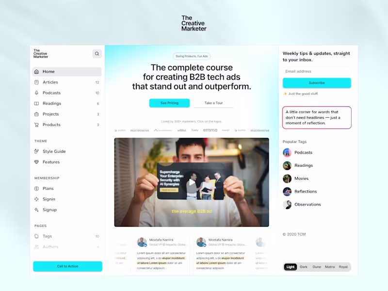 Cover image for The Creative Marketer - Landing Page Redesign