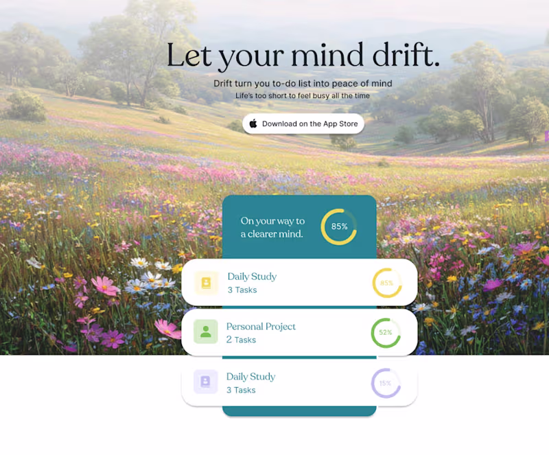Cover image for Drift — Mindful Productivity App Landing Page