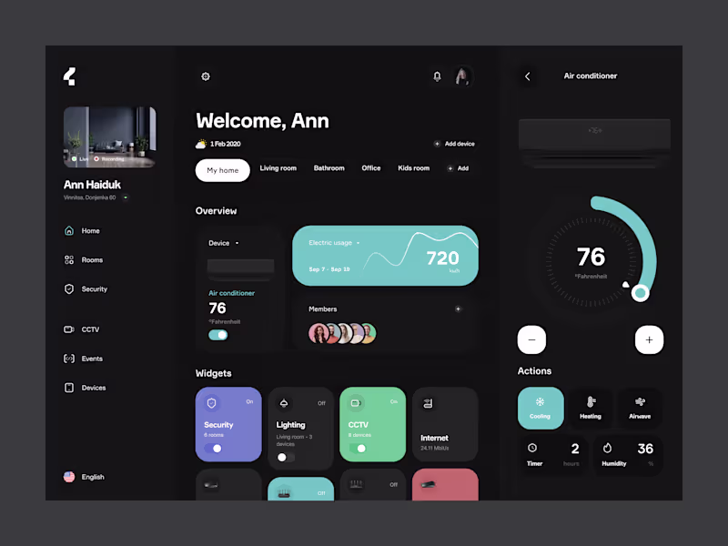 Cover image for Smart Home: control dashboard
Smart home