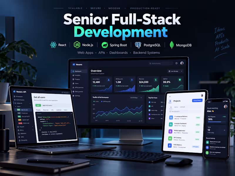 Cover image for Senior Full-Stack Development — React, Node.js & Spring Boot