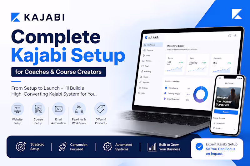 Cover image for Complete Kajabi Setup for Coaches & Course Creators