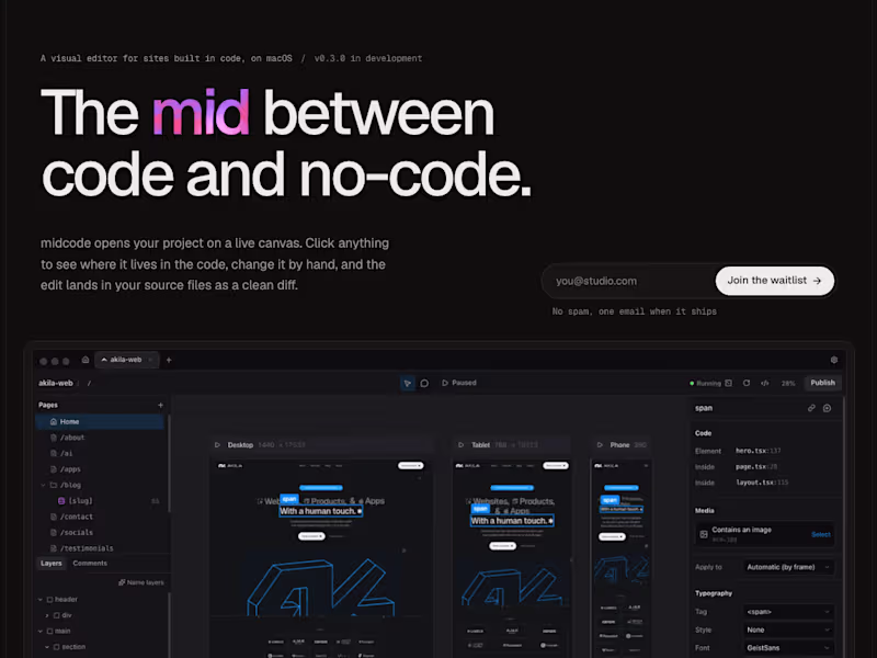Cover image for midcode: the mid between code and no-code