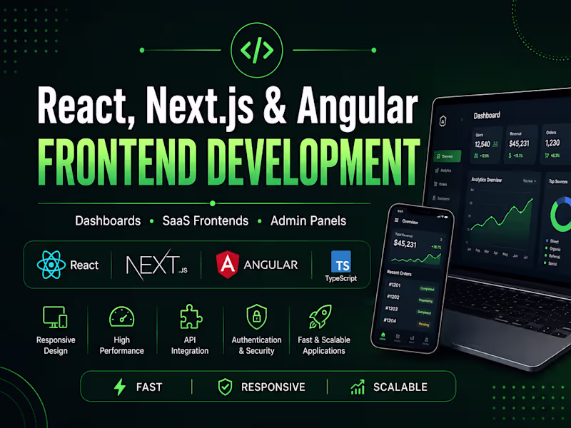 Cover image for React, Next.js & Angular Frontend Development
