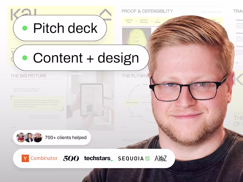 Cover image for Investor-Ready Pitch Deck: Storyline, Content & Design