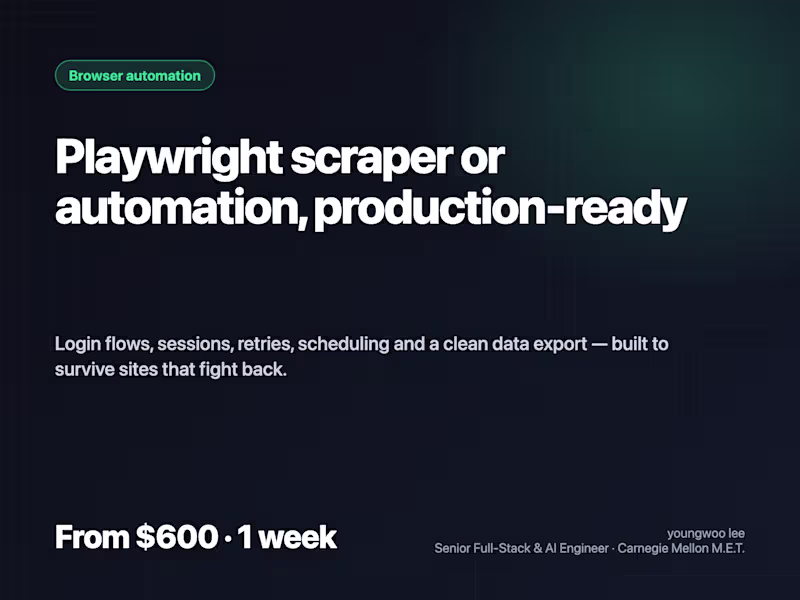 Cover image for Playwright Browser Automation or Scraper, Production-Ready