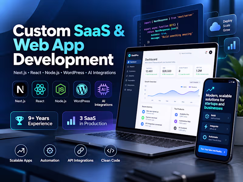Cover image for I will build your SaaS, web app or custom software