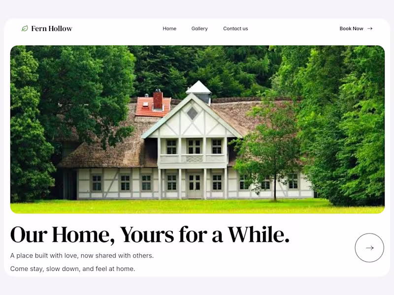 Cover image for Fern Hollow · Boutique stay Framer template
