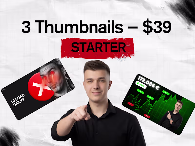 Cover image for YouTube Thumbnails – Starter Pack (3 Thumbnails)
