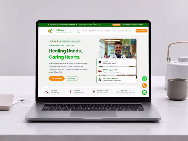 Cover image for Developed a high-performance hospital website