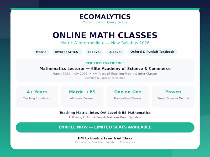 Cover image for 📐 Experienced Mathematics Tutor —
