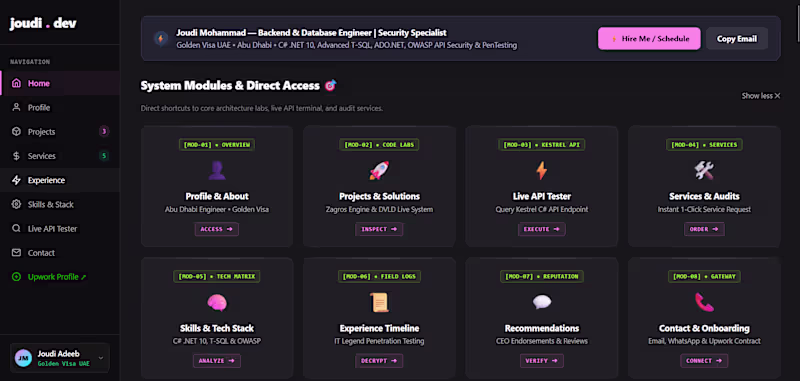 Cover image for Interactive System Dashboard & Developer Portfolio
