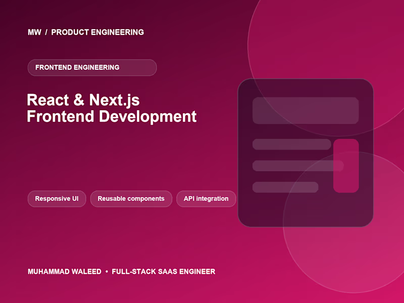 Cover image for React & Next.js Frontend Development