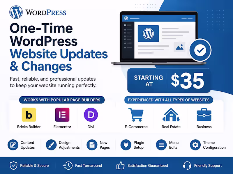 Cover image for One-time WordPress Website Updates & Changes