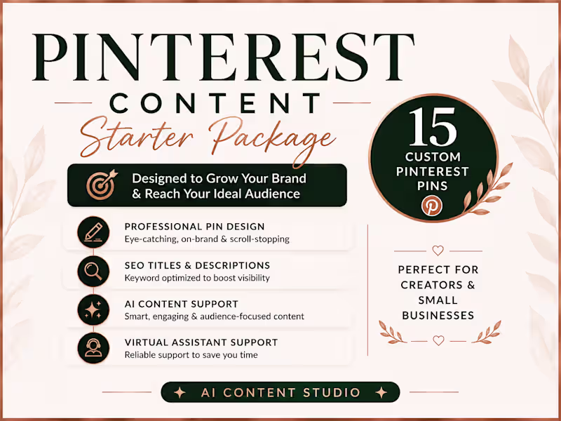 Cover image for Pinterest Content Starter Package — 15 Custom Pins