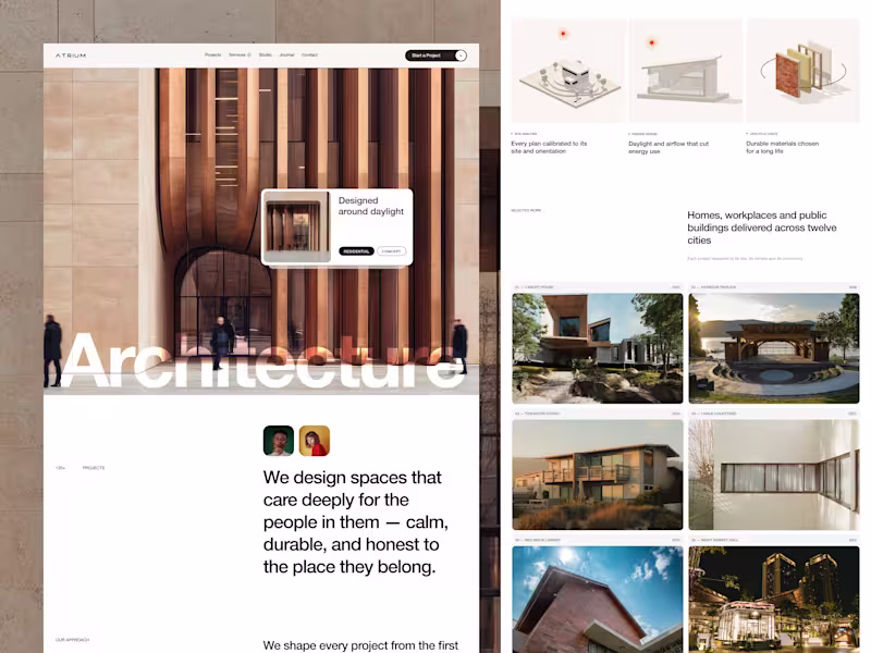 Cover image for Atrium - Architecture Studio Landing Page Design