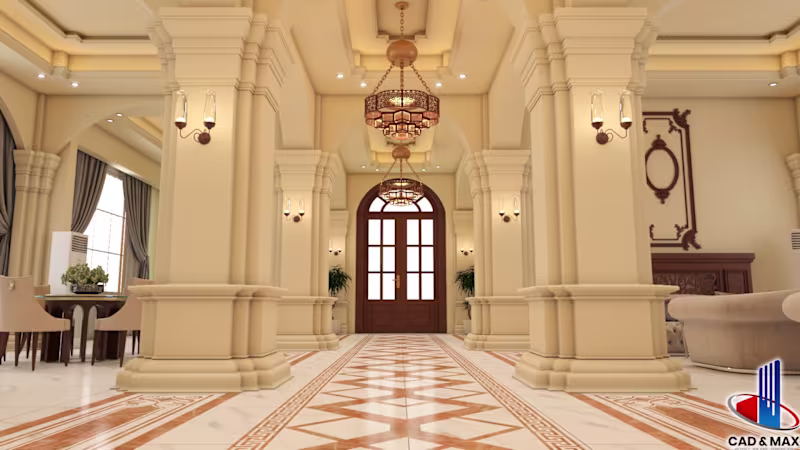 Cover image for This Reception Hall Interior project presents a luxury class...