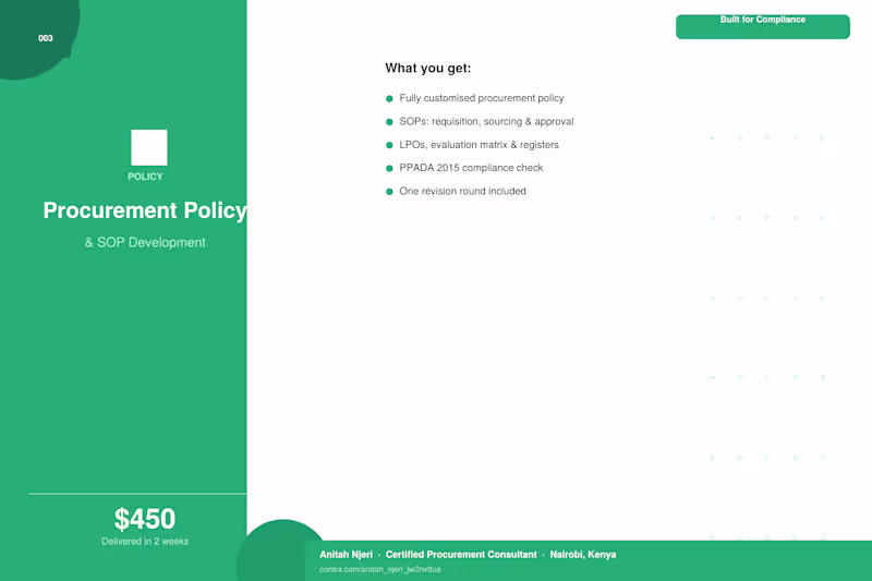 Cover image for Procurement Policy & SOP Development