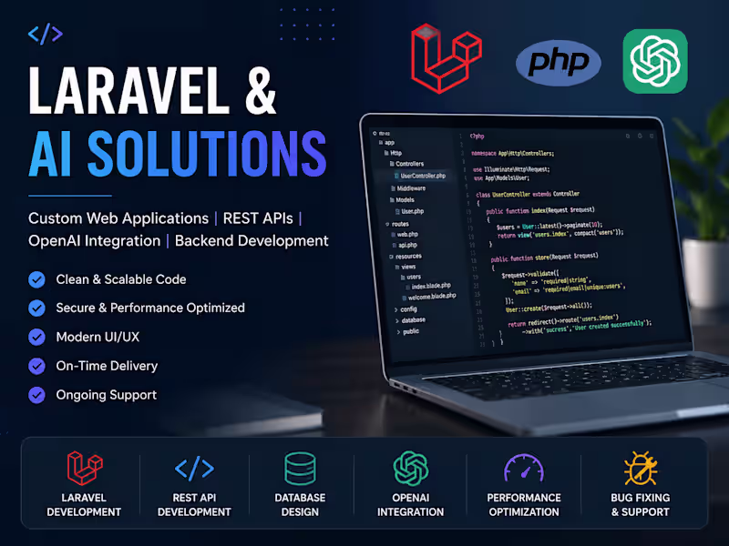 Cover image for Custom Web Applications | Laravel | PHP | OpenAI Integration 