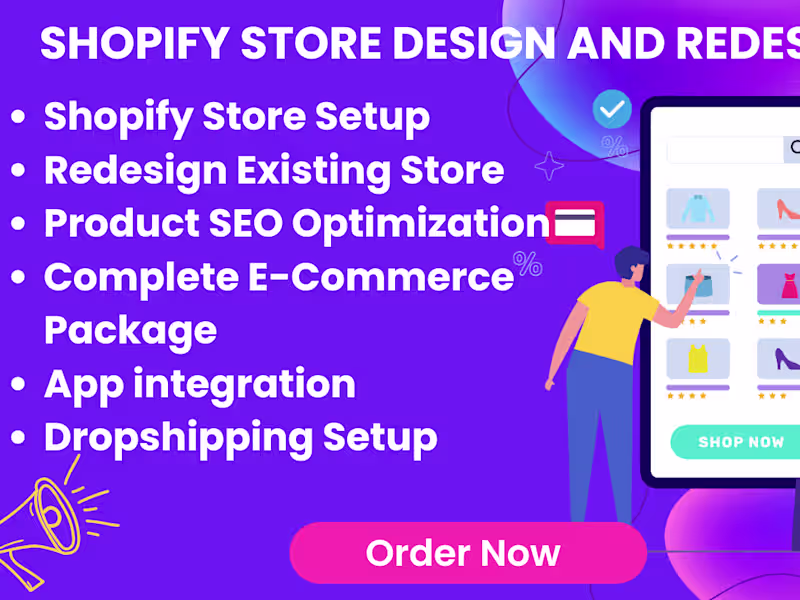 Cover image for shopify store design setup and redesign shopify store website
