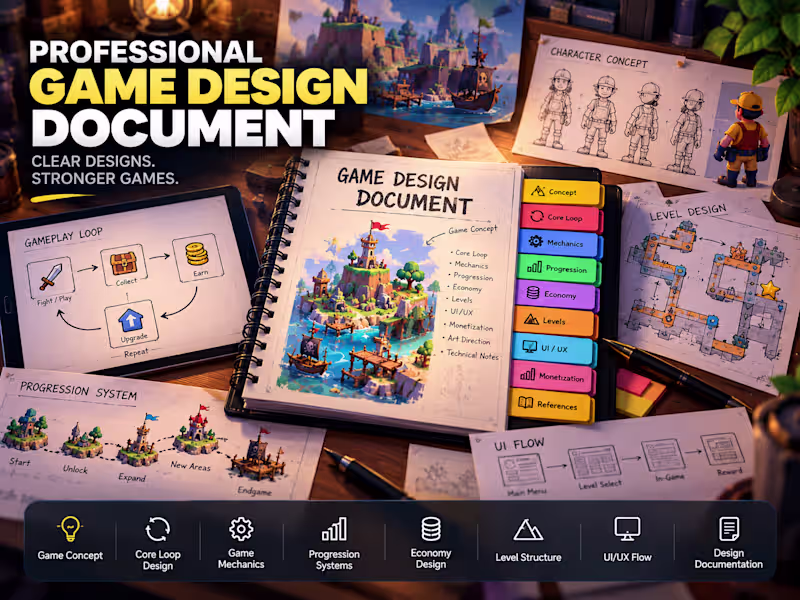 Cover image for Professional Game Design Document (GDD) & Game Concept Design