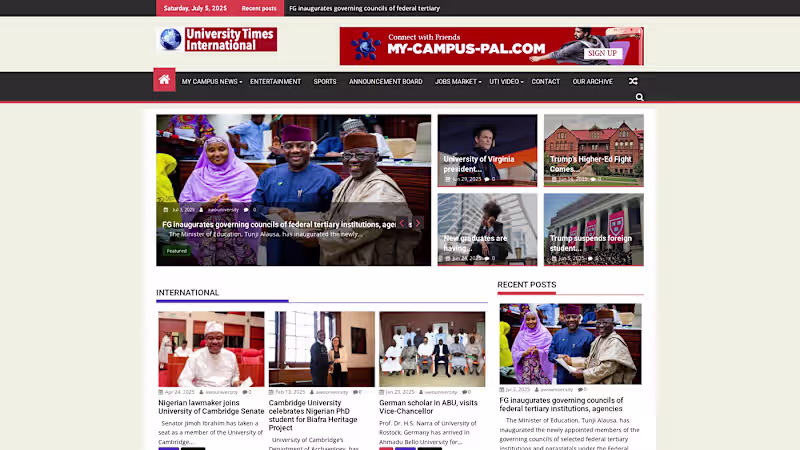 Cover image for University Times International – News Website