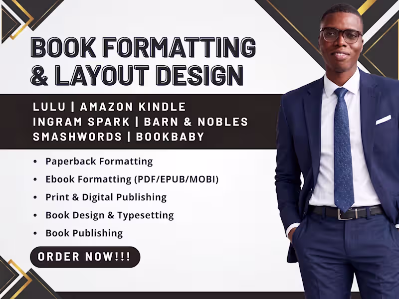 Cover image for I'll do ebook, print book formatting and interior layout design