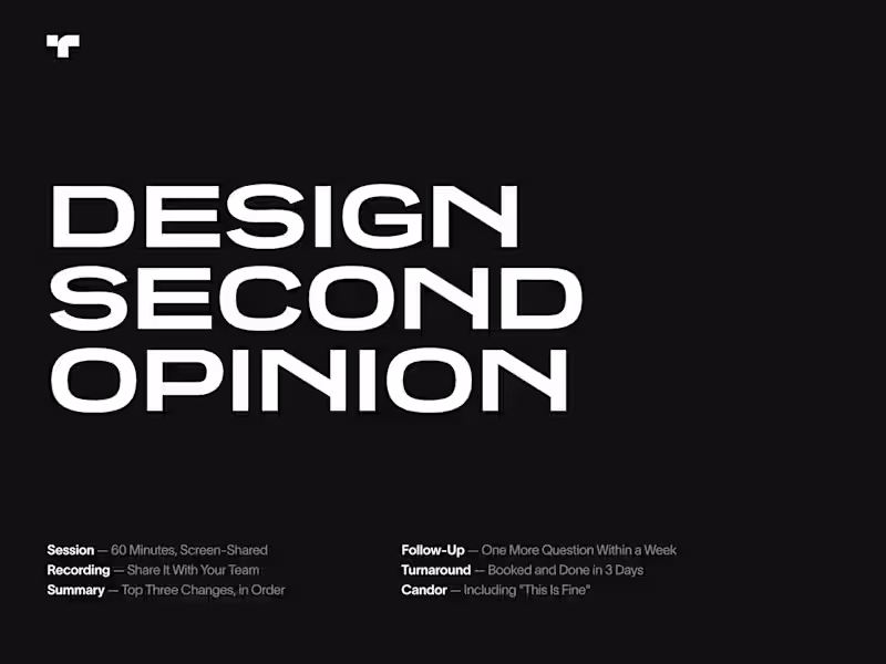Cover image for Design Second Opinion — 60-Minute Teardown
