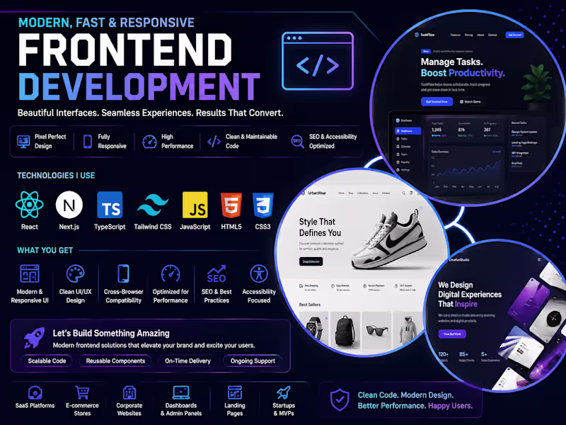 Cover image for Modern Frontend Development | React, Next.js & TypeScript
