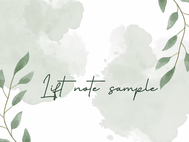 Cover image for Lift note email