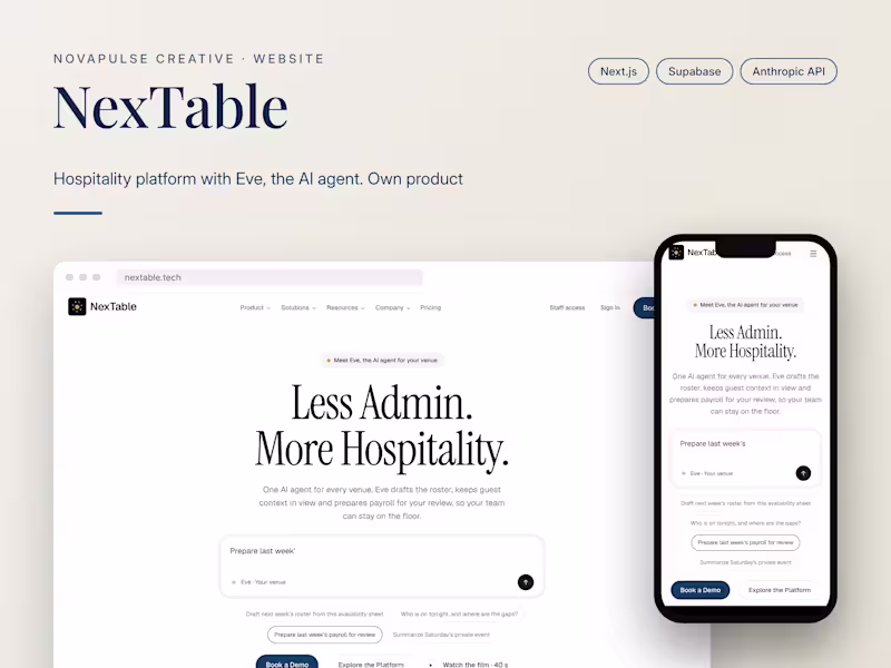 Cover image for NexTable, my own hospitality platform