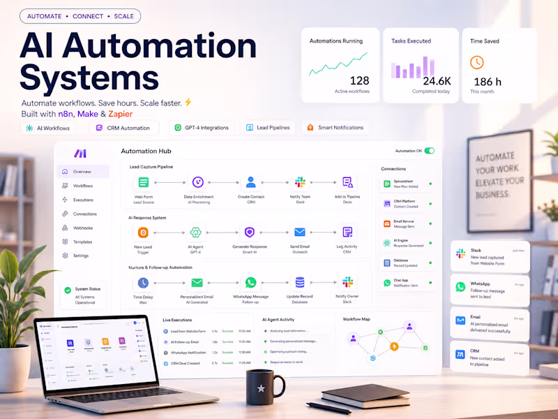 Cover image for AI Automation System with n8n, Make or Zapier 🤖