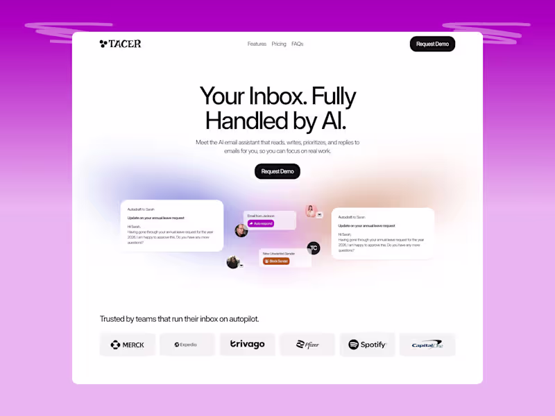 Cover image for Tacer AI Landing Page Design