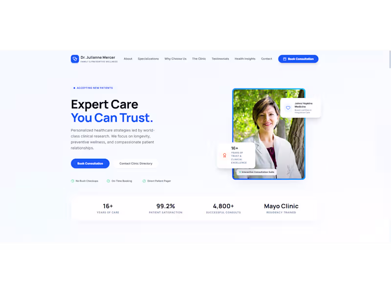 Cover image for Healthcare Website for Modern Medical Practices