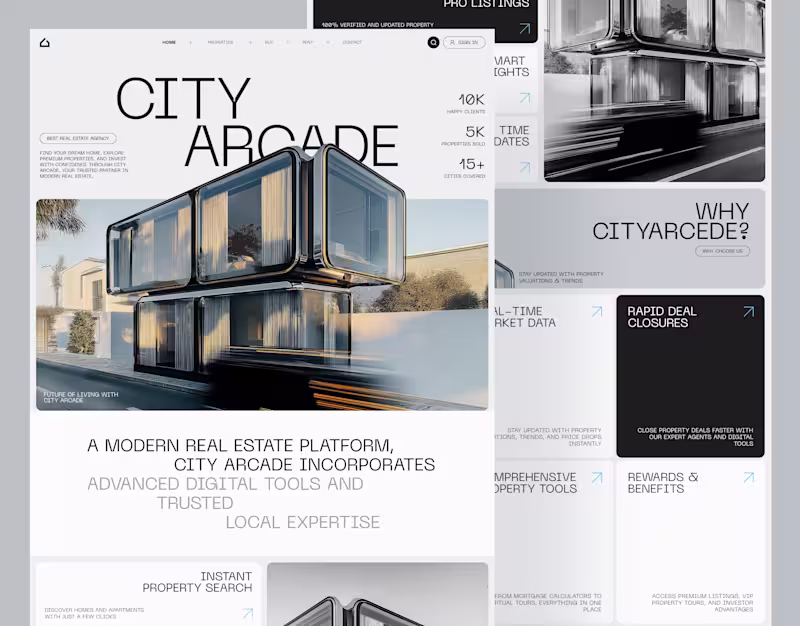 Cover image for Real Estate Website Design UI/UX City Arcade