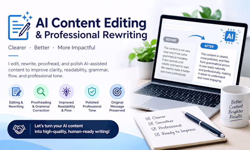 Cover image for AI Content Editing, Rewriting and Proofreading