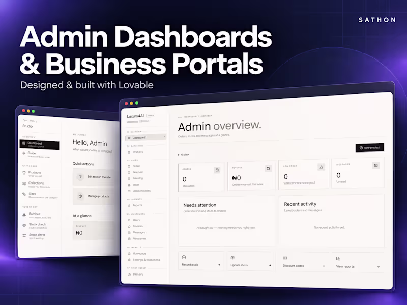 Cover image for Custom Admin Dashboards & Business Portals with Lovable