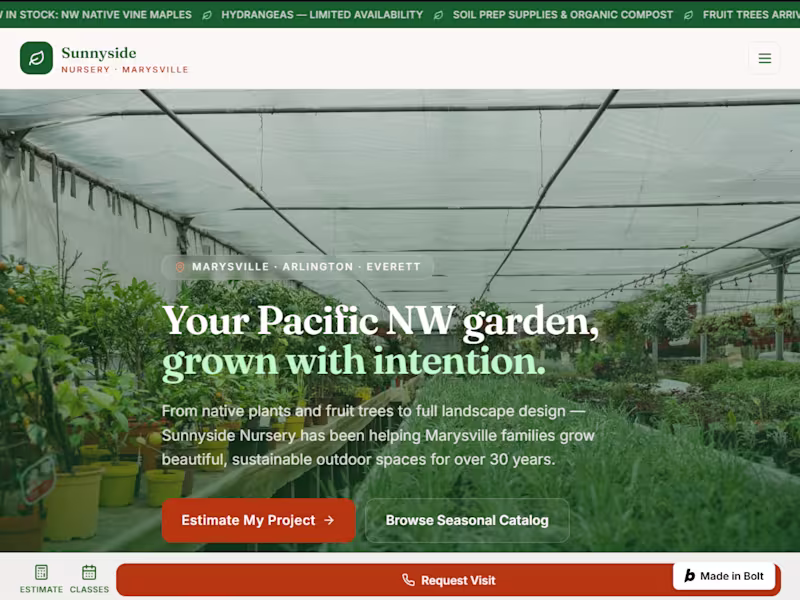 Cover image for Sunnyside Nursery E-Commerce Platform Development