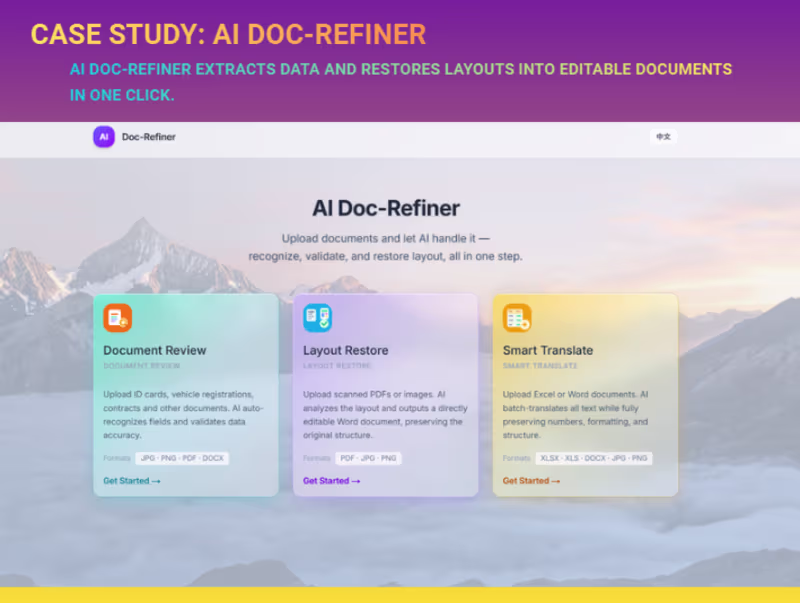 Cover image for AI DOC-REFINER
Reshaping Data, Empowering Flow.