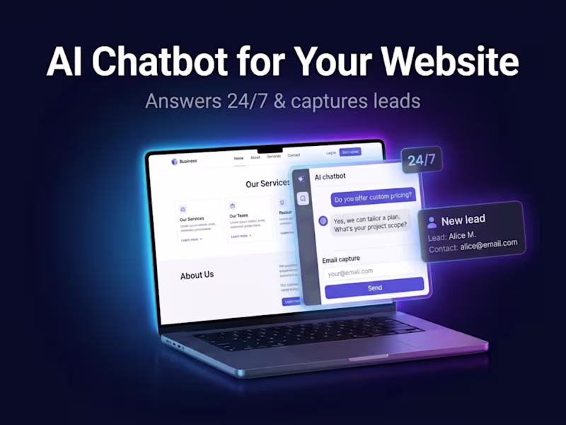 Cover image for AI Chatbot Trained on Your Website & Docs (24/7 + Leads)