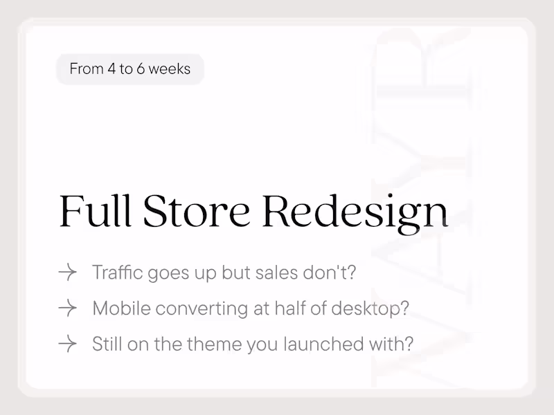 Cover image for Full Store Redesign
