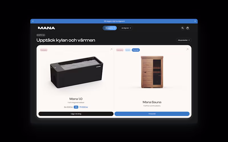 Cover image for Custom Shopify 2.0 build for B2C health tech startup Mana