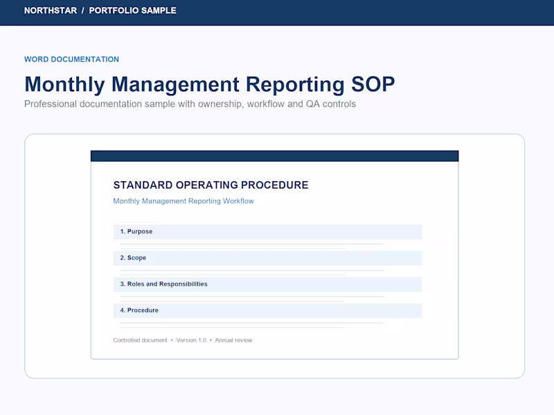 Cover image for Monthly management reporting SOP (Microsoft word)