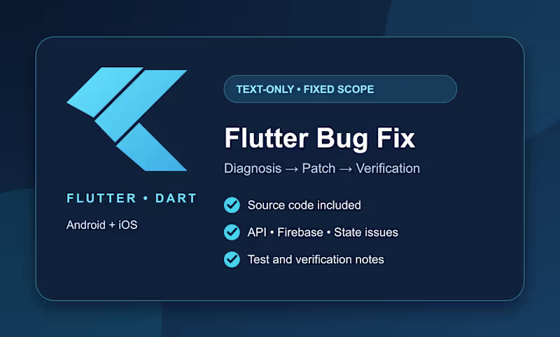 Cover image for Flutter Bug Fix & Mobile App Repair