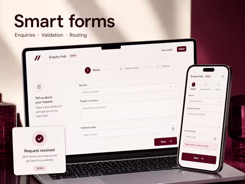 Cover image for Smart forms, multi-step enquiries and lead routing